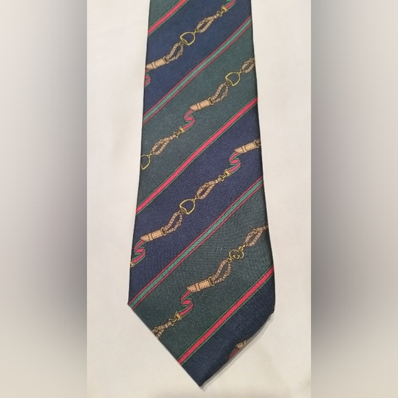 Authentic Vintage GUCCI 100% Silk Equestrian Tartan Made in Italy Neck Tye Tie - Picture 4 of 9